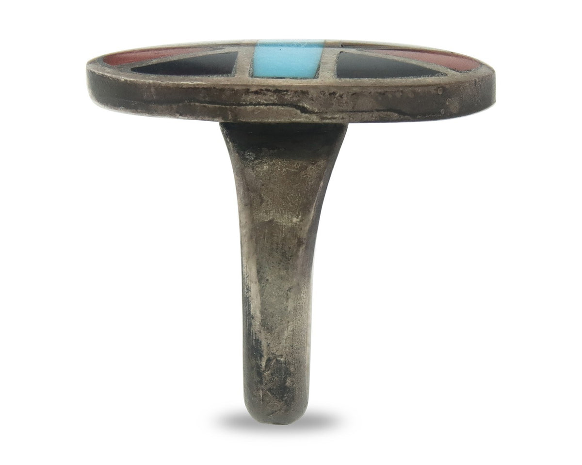 Vintage Zuni Ring Sterling Silver Authentic Gemstone Handmade Size 5.25