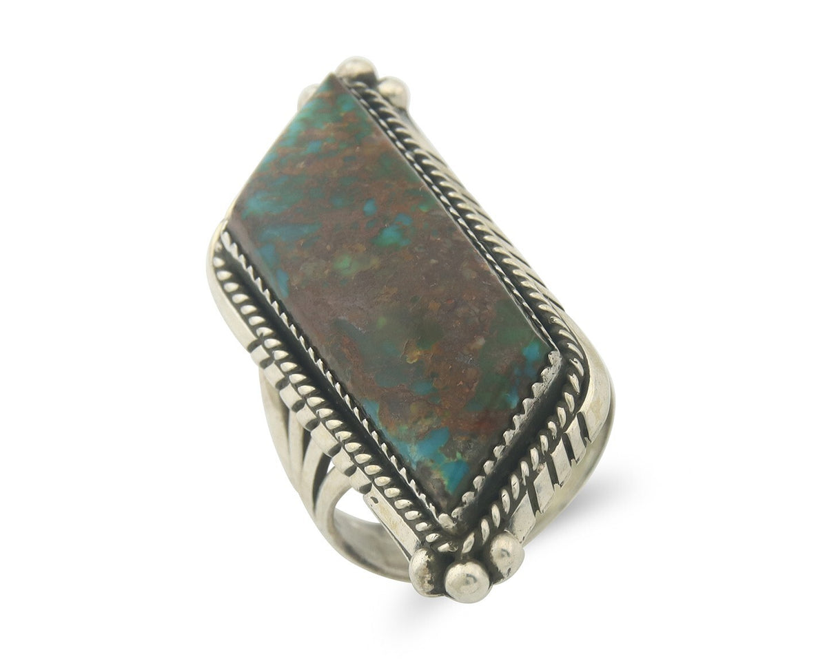 Vintage Navajo Ring 925 Sterling Authentic Turquoise Artist Signed TS Size 9.0