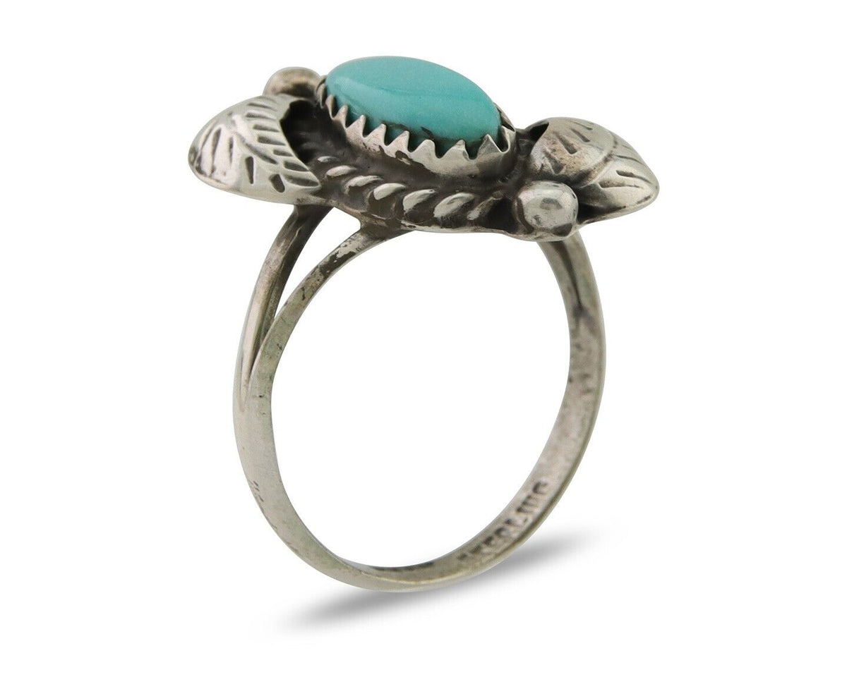 Navajo Ring 925 Silver Natural Blue Turquoise Native American Artist C.80's