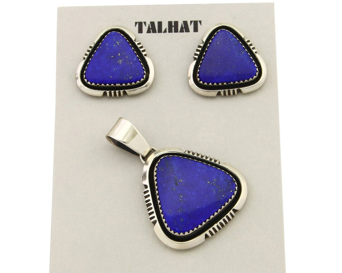 Navajo Pendant Earring Set 925 Silver Lapis Lazuli Signed William Denetdale C80s