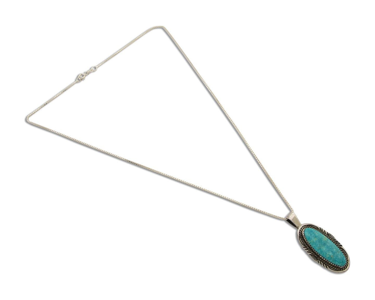 Navajo Necklace 925 Silver Natural Turquoise Artist Signed Mike Begay C.80's