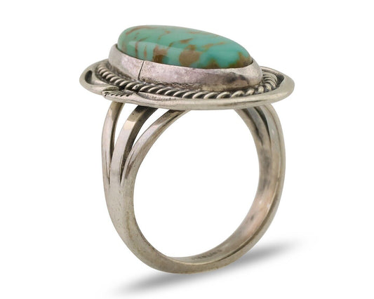 Navajo Ring 925 Silver Blue Turquoise Native Artist Signed M Begay C.80's