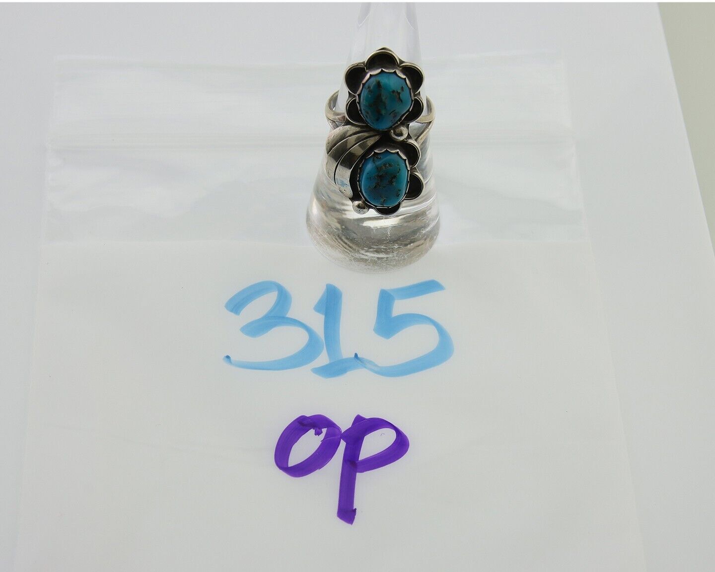 Navajo Handmade Ring 925 Silver Turquoise Artist Signed F C.80's