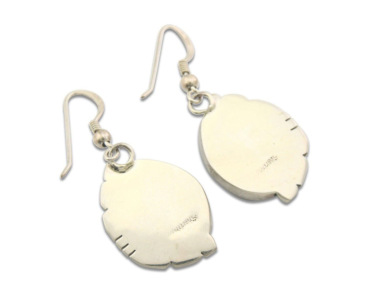 Navajo Earrings 925 Silver Handmade Natural Turquoise Native Artist C.80's
