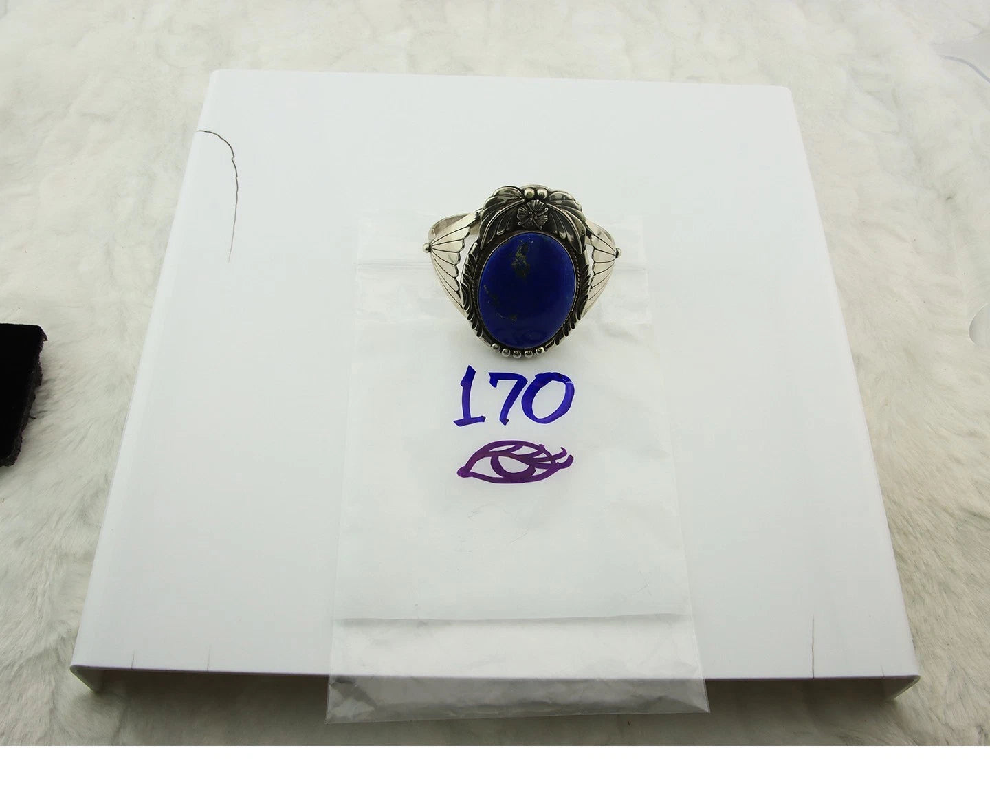 Navajo Cuff Bracelet Sterling Silver Lapis Vintage Signed Cecil Atencio