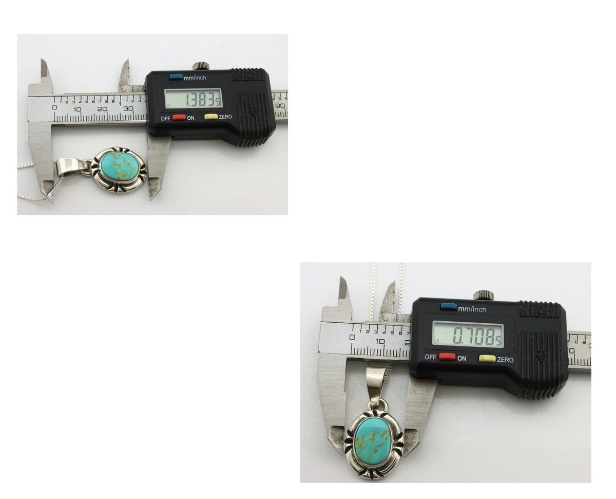 Navajo Necklace 925 Silver Arizona Turquoise Handmade Signed Gecko C.90's