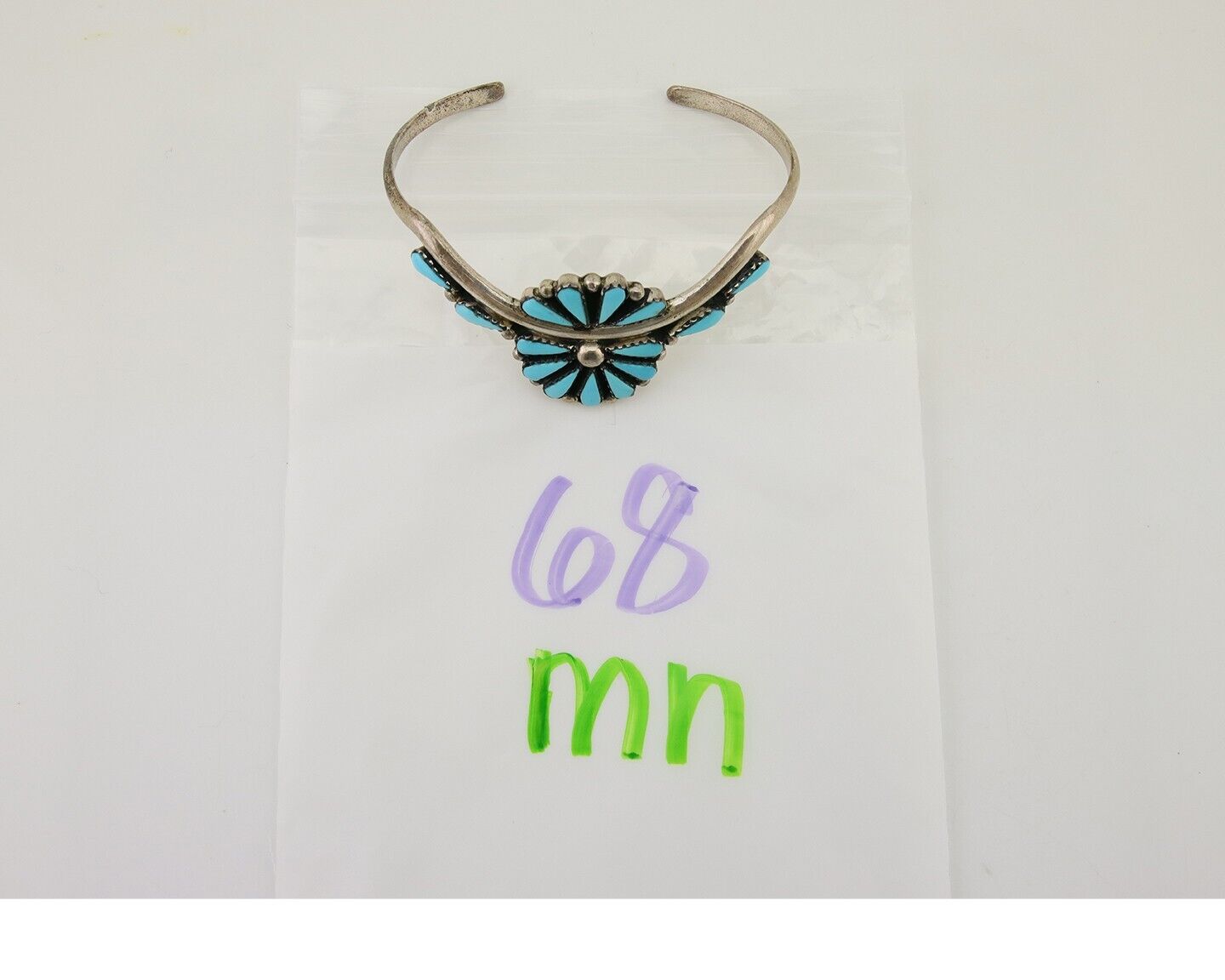 Navajo Bracelet 925 Silver Natural Blue Turquoise Signed BY C.80's