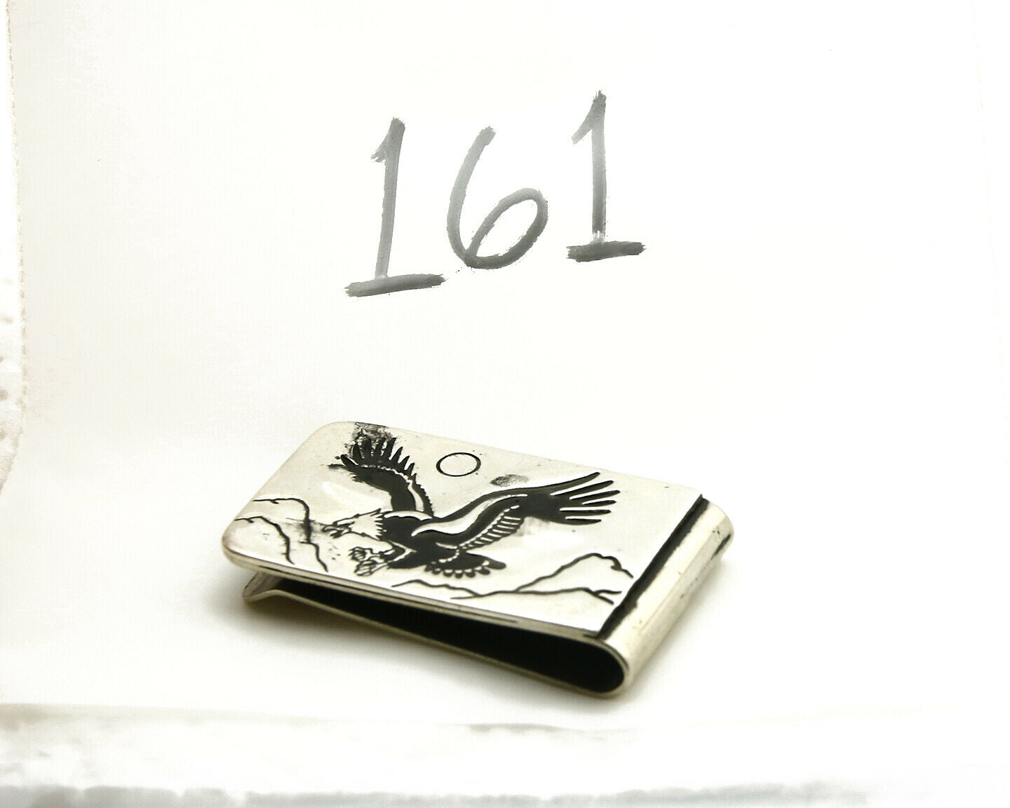 Navajo Money Clip .925 Silver & Nickle Hand Stamped Artist Native C.80's-90's