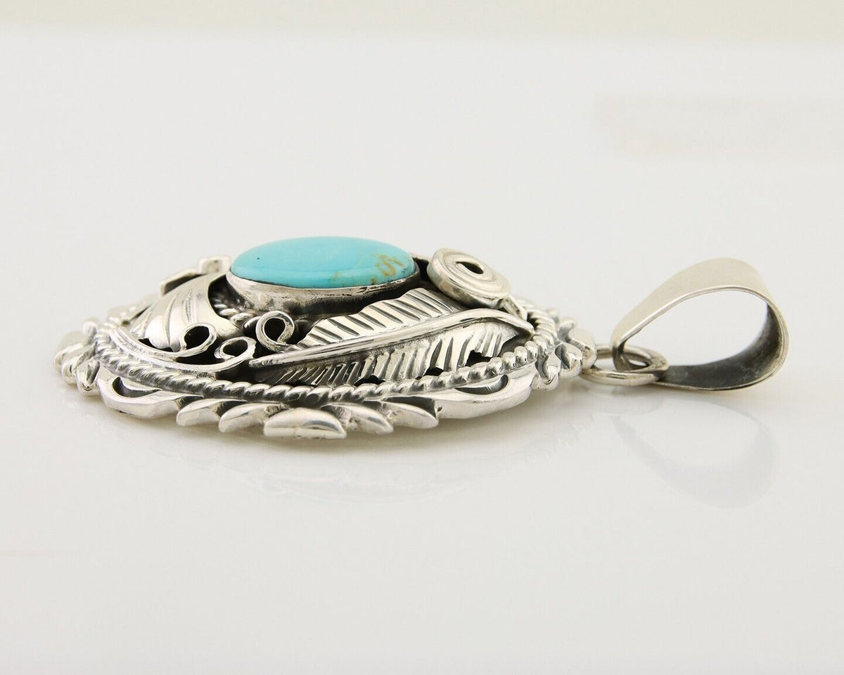 Navajo Necklace 925 Silver Natural Blue Turquoise Native American Artist C.80's