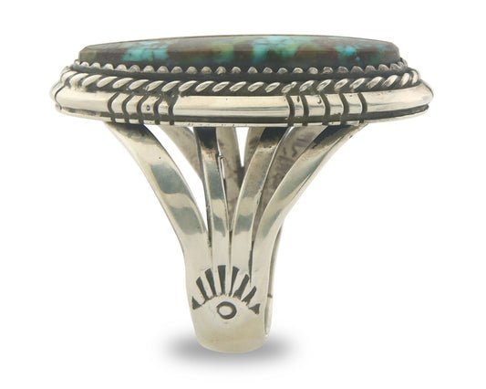 Vintage Navajo Ring 925 Sterling Authentic Turquoise Artist Signed TS Size 9.0