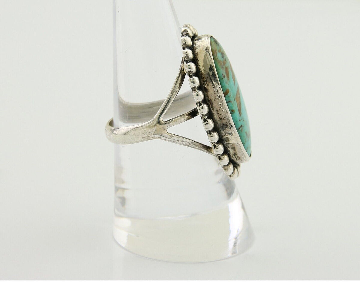 Navajo Shield Ring 925 Silver Arizona Turquoise Native Artist C.80's