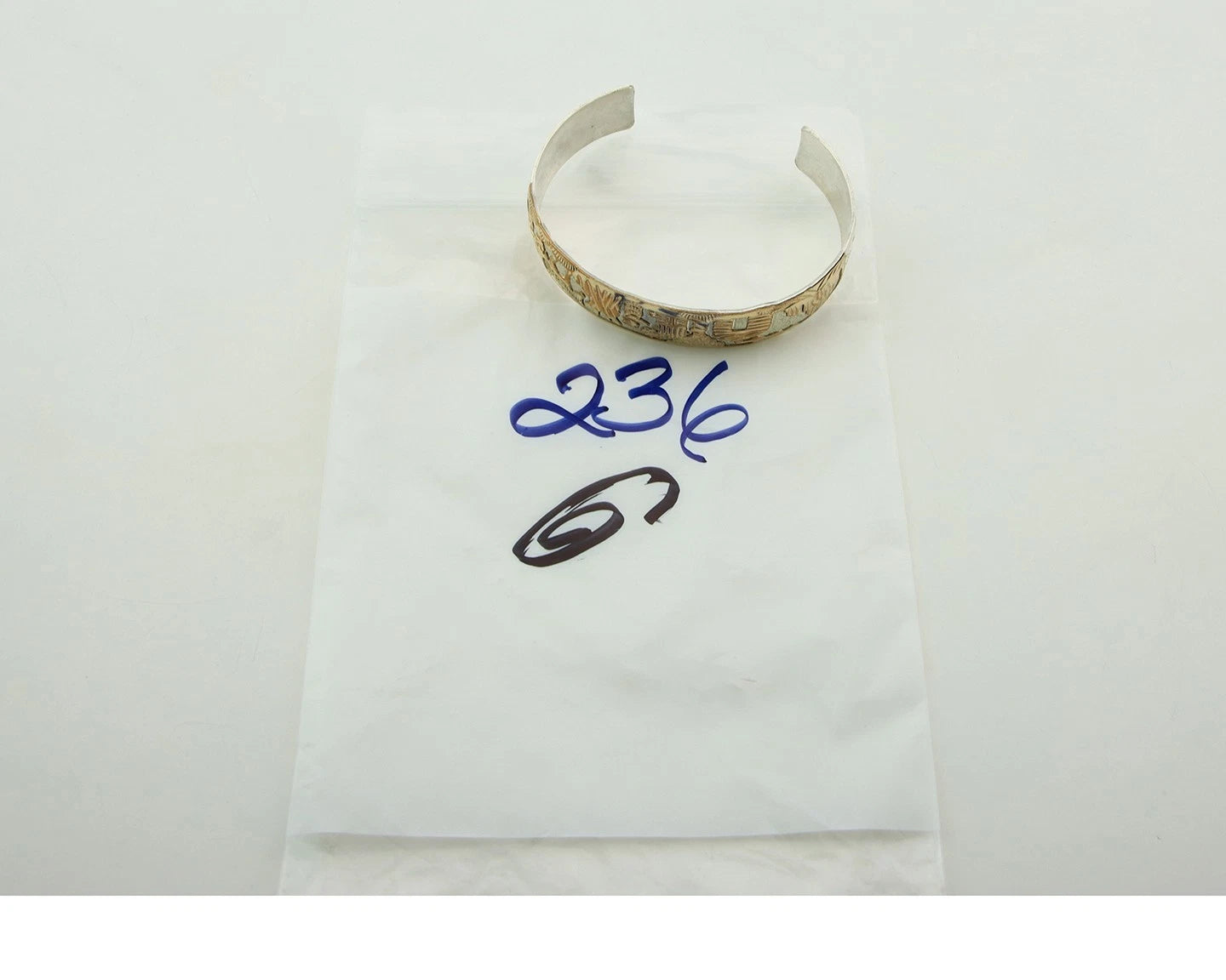Navajo Cuff Bracelet Sterling Silver & Gold Vintage Storyteller Signed GE