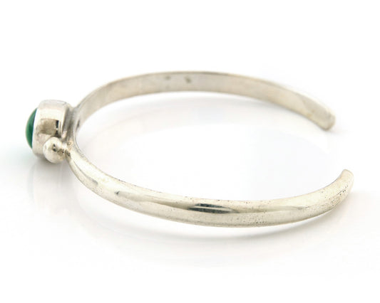 Navajo Cuff Bracelet Sterling Silver Natural Mined Malachite Native Artist