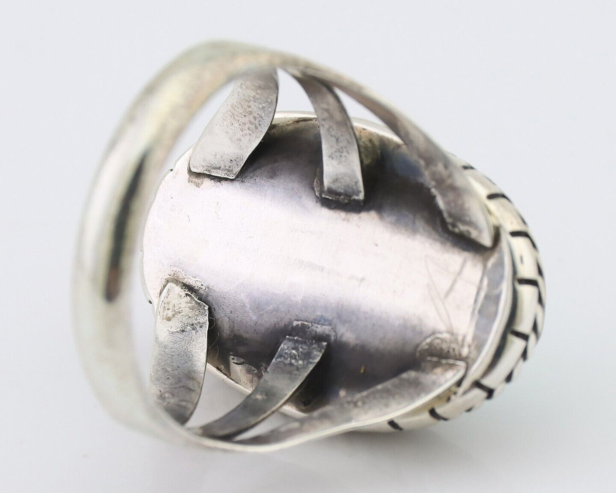 Navajo Ring 925 Silver Turquoise Native American Artist Size 7.75 C.80's