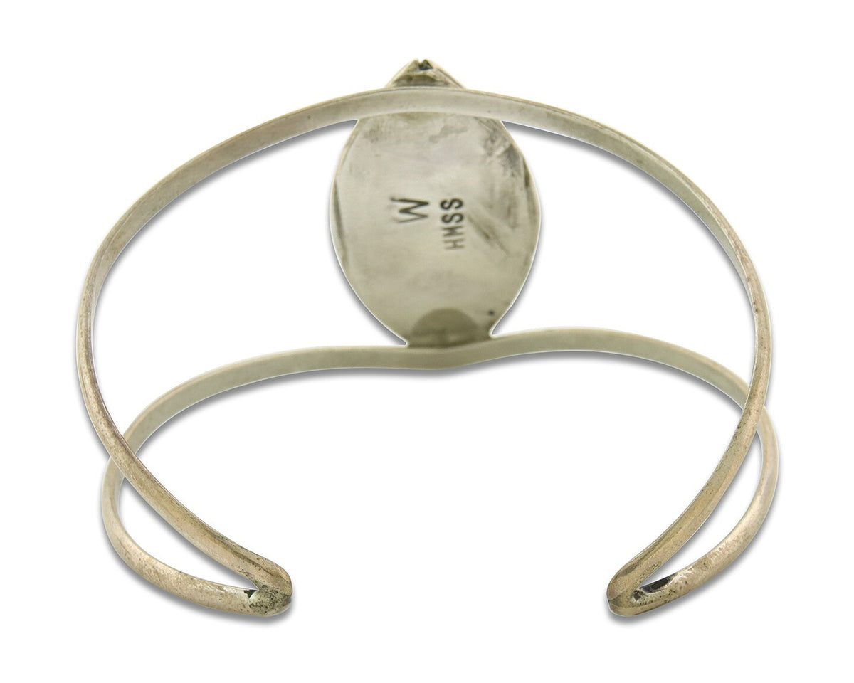 Vintage Navajo Bracelet 925 Silver Turquoise Handmade Authentic Signed HMSS W