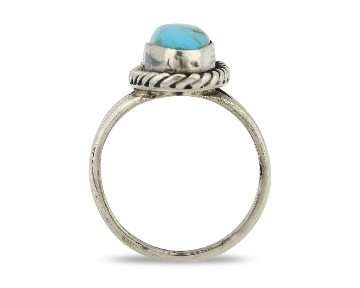 Navajo Ring 925 Silver Kingman Turquoise Native American Artist C.80's