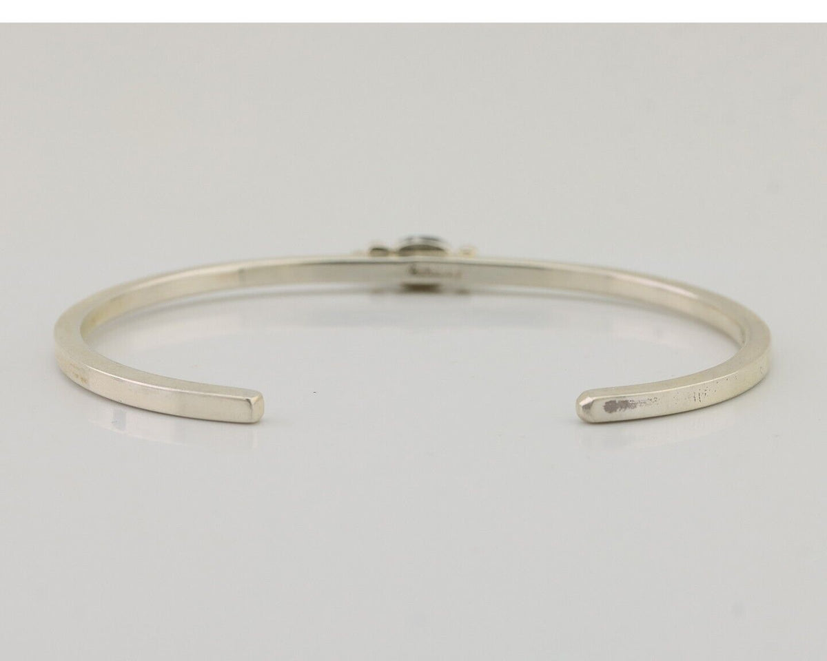 Navajo Cuff Bracelet 925 Silver Green Turquoise Native American Artist C.80's