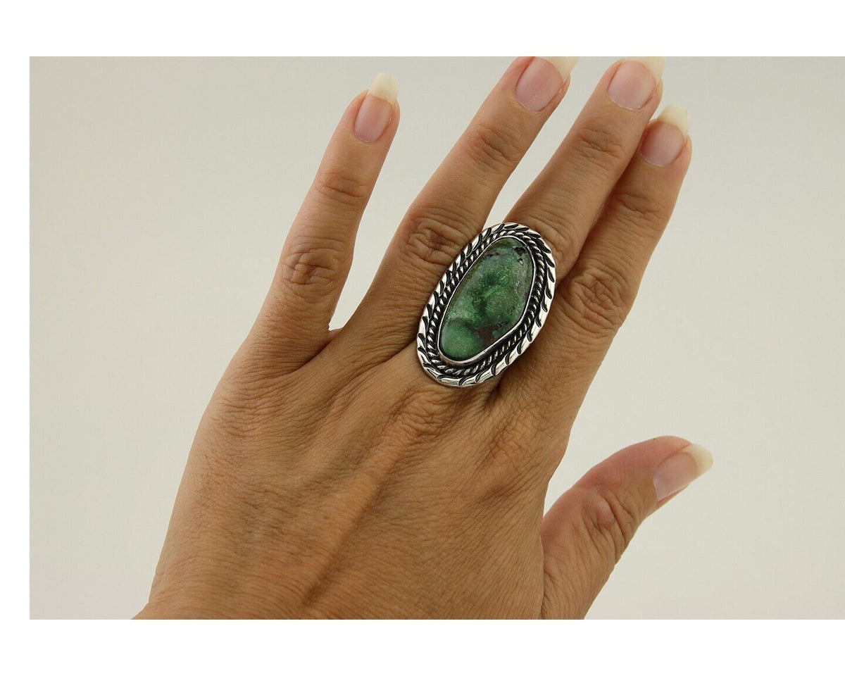 Navajo Ring 925 Silver Damele Turquoise Artist Siged E. A. C.80's