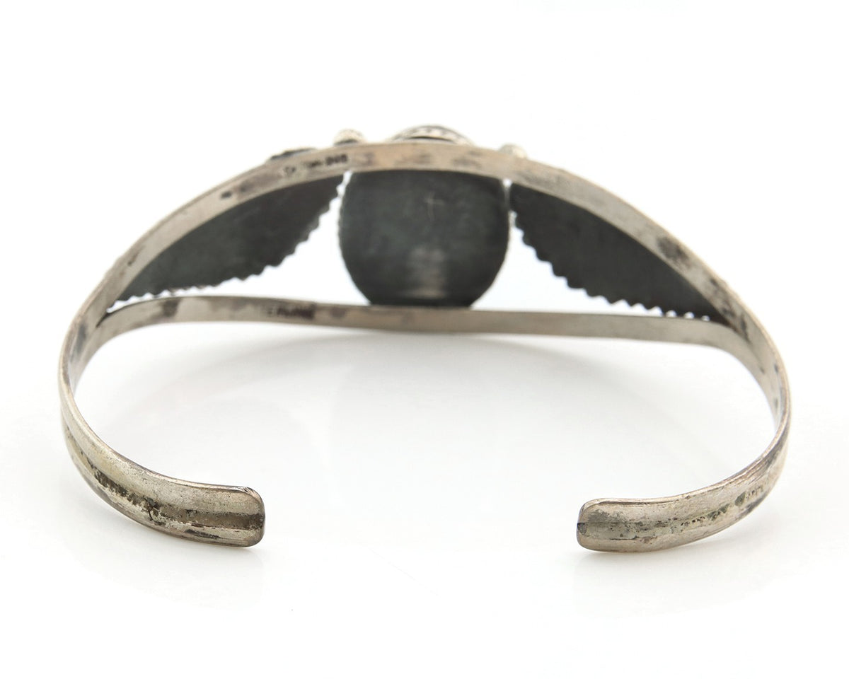 Navajo Bracelet Sterling Silver Turquoise Hand Stamped Native American Artist