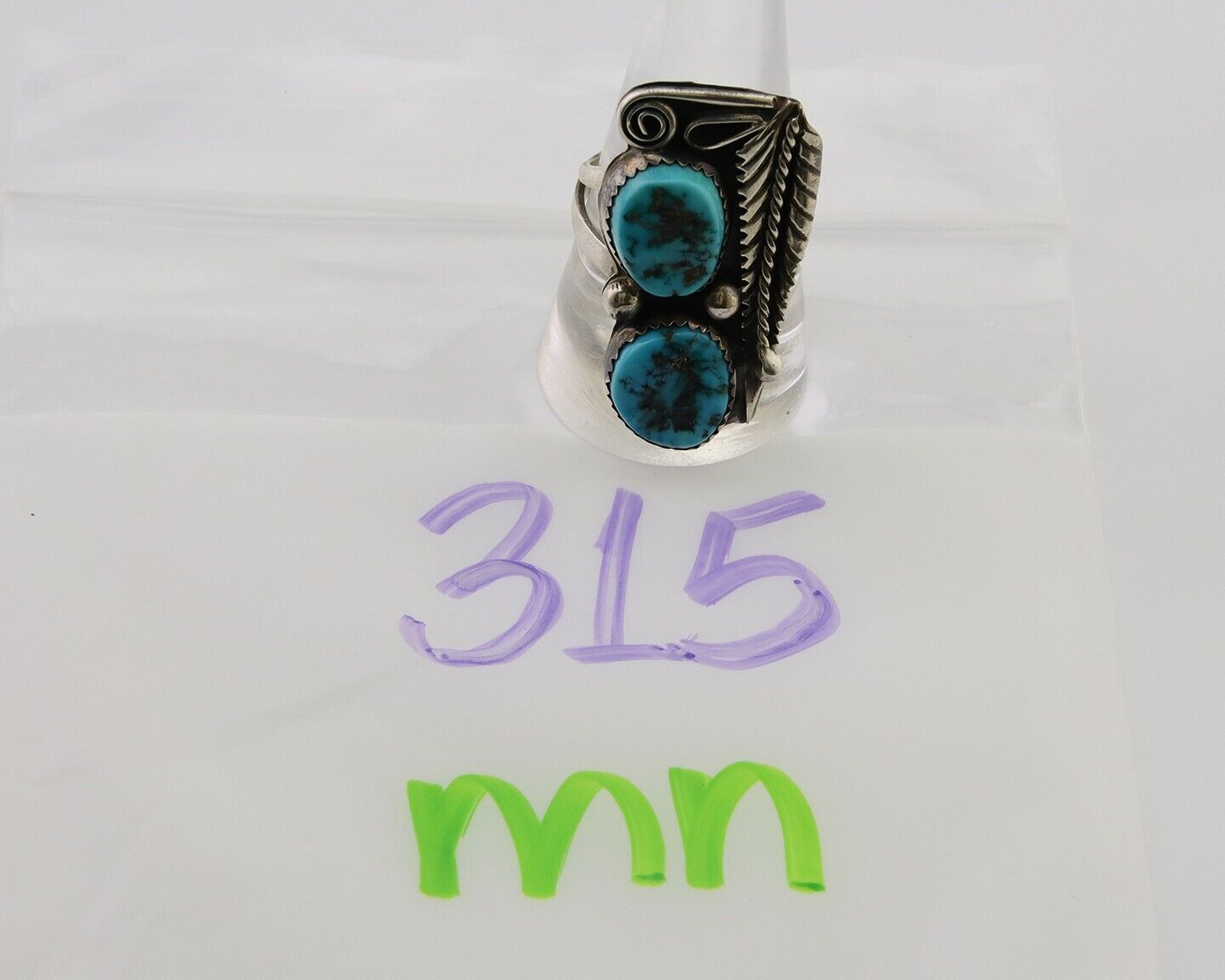 Navajo Ring 925 Silver Natural Blue Turquoise Native American Artist C.80's