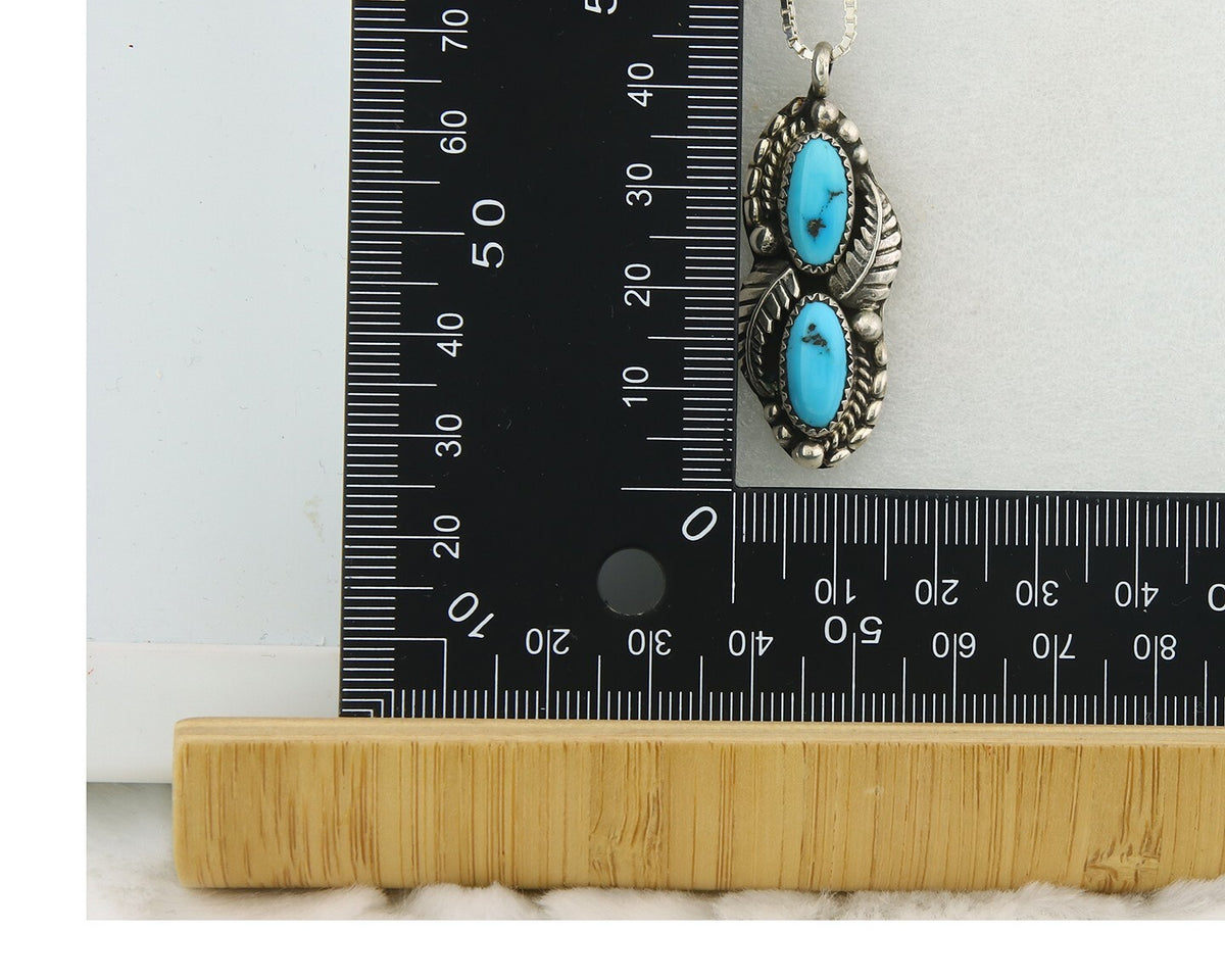 Navajo Sterling Silver Necklace Authentic Turquoise Vintage Signed SC