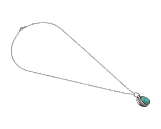 Navajo Necklace 925 Silver Natural Kingman Turquoise Native American C.80's