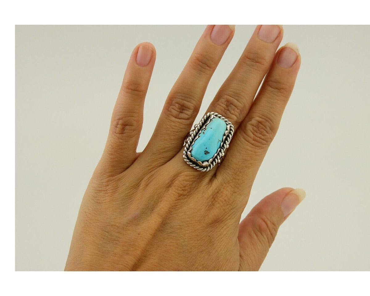 Navajo Ring 925 Silver Turquoise Artist Signed JBJ C.80's