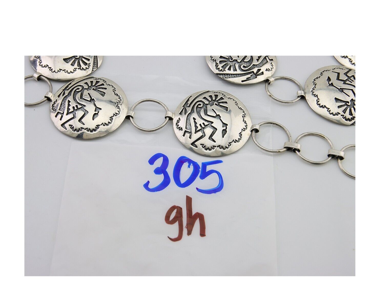 Navajo Kokopelli Concho Belt in Solid 925 Sterling Silver 35 inches