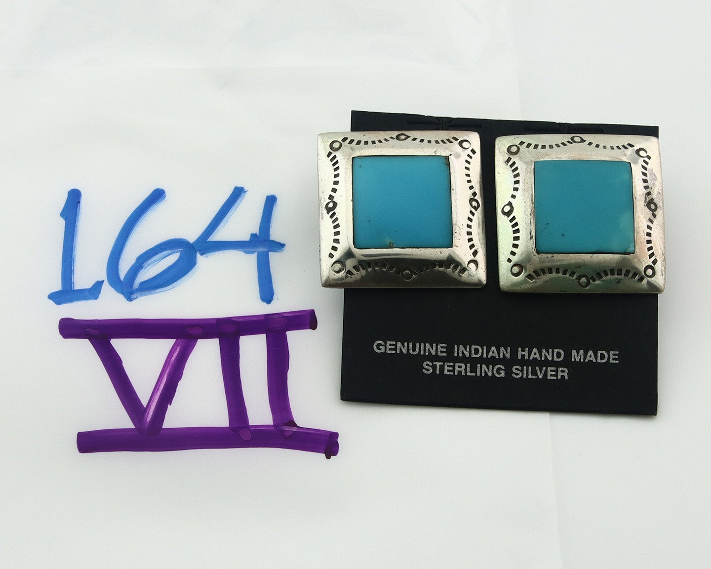 Navajo Earrings Sterling Silver Turquoise Vintage Dangle Handmade