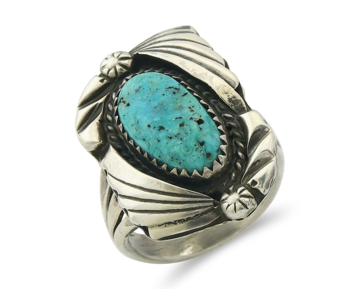 Traditional Navajo Ring Sterling Silver Authentic Turquoise Handmade Size 7.25