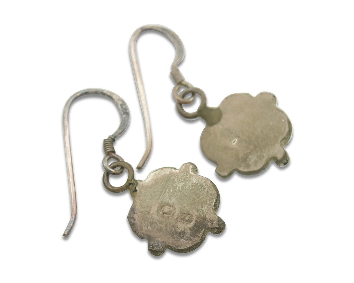 Navajo Dangle Earrings 925 Silver Natural Turquoise Artist Signed DB C.80's