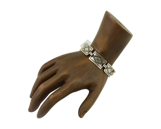 Navajo Hamdmade Link Bracelet 925 Silver Native American Artist C.80's