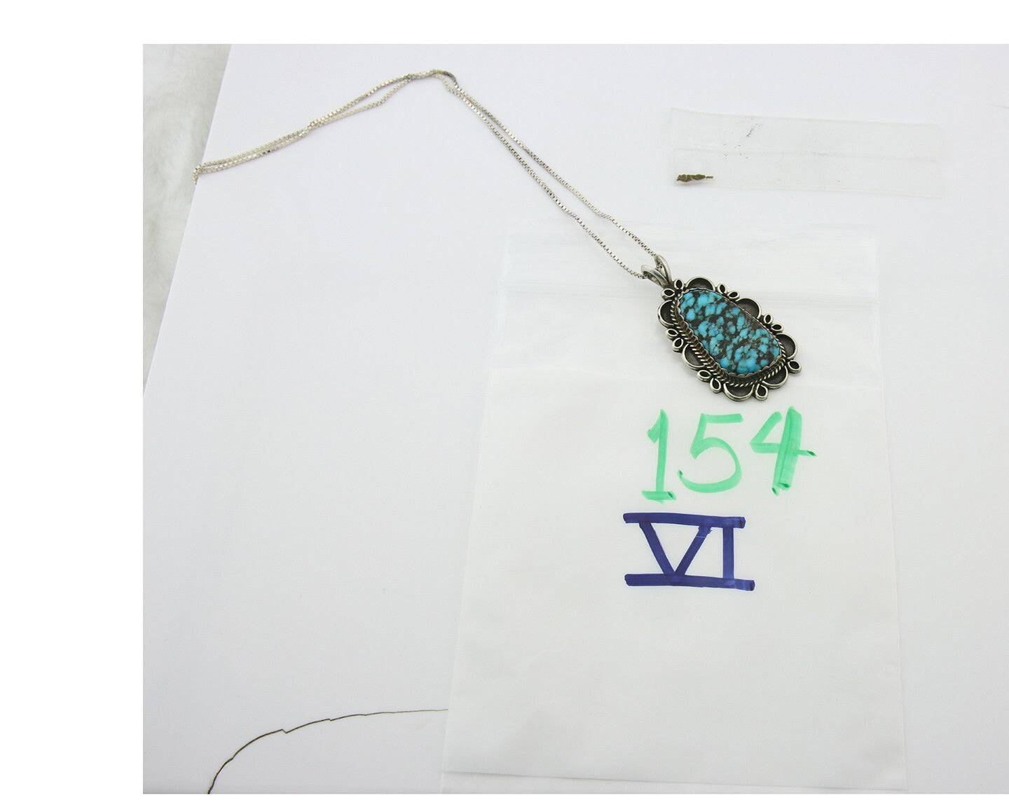 Navajo Sterling Silver Necklace Authentic Spiderweb Turquoise Vintage Handmade