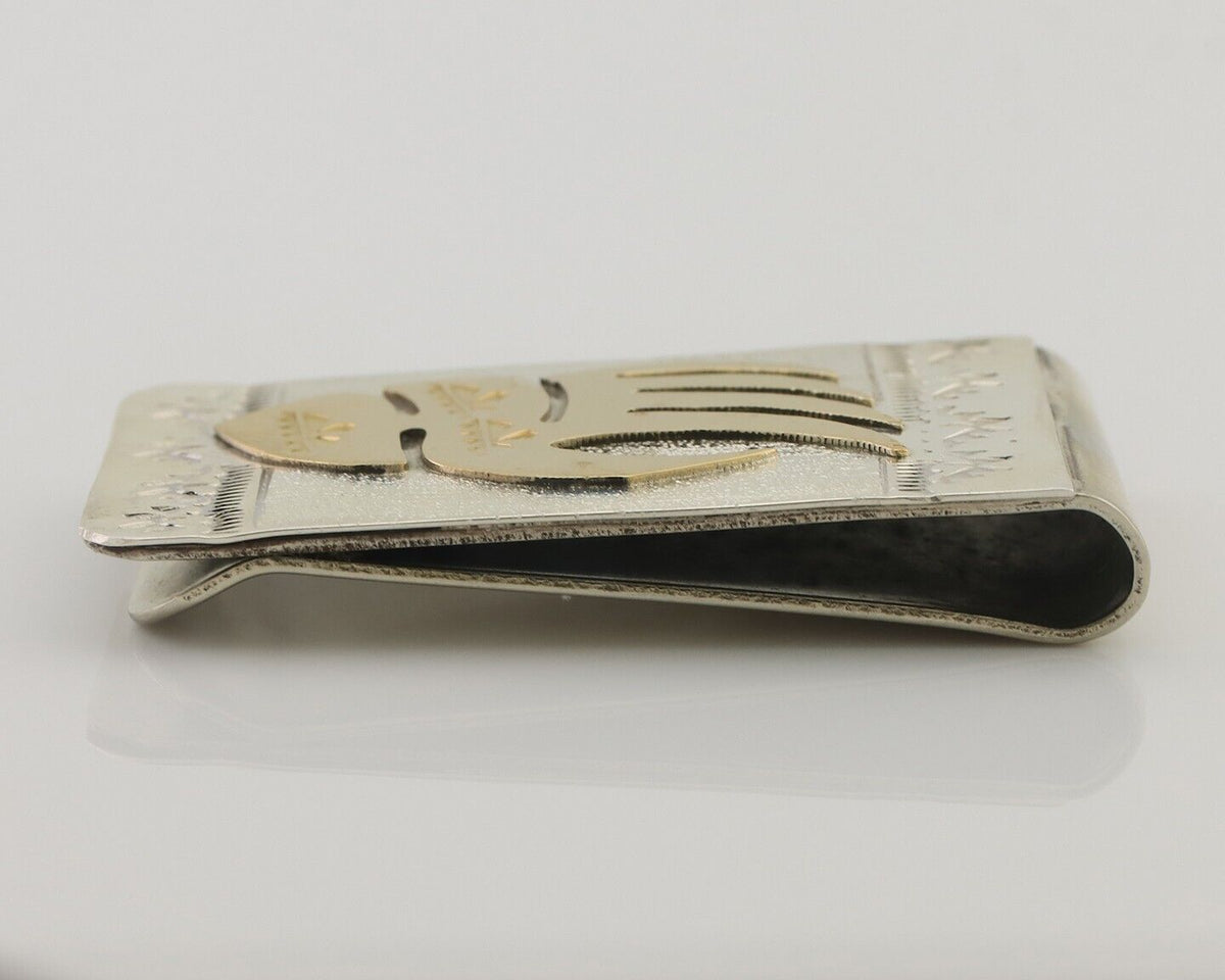 Navajo Money Clip .925 Silver Gold Plate & .999 Nickle Native Artist C.80's