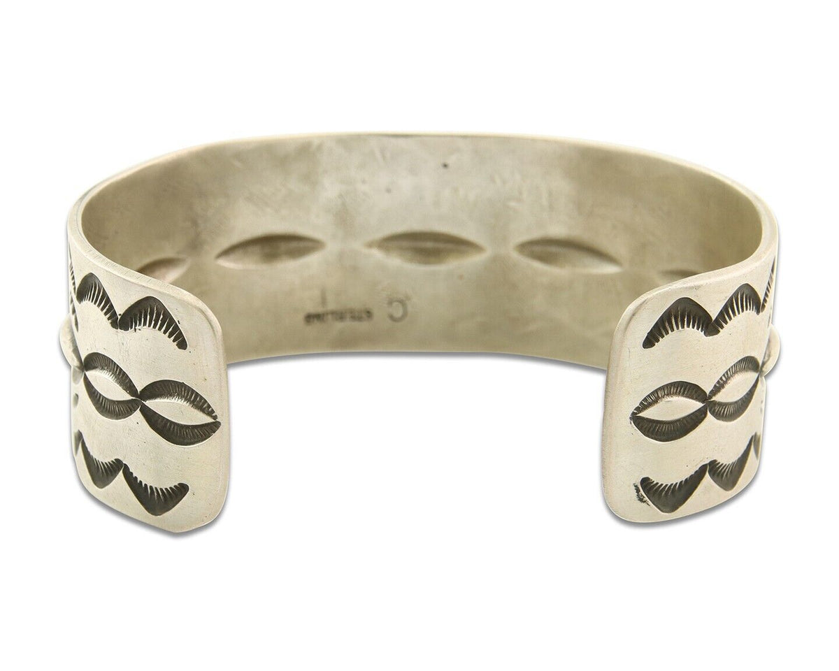 Navajo Bracelet 925 Silver Artist Signed Calvin Spencer Cuff C.80's