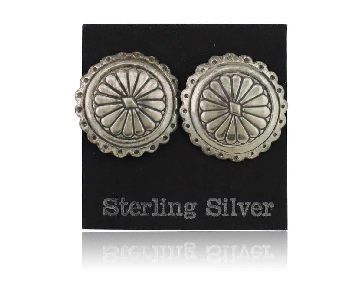 Navajo Small Shield Earrings 925 Silver Native American Artist C.80's