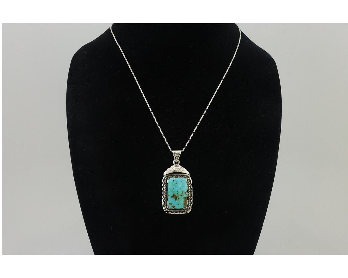 Navajo Necklace 925 Silver Turquoise Native Artist Signed Sunset C.80's