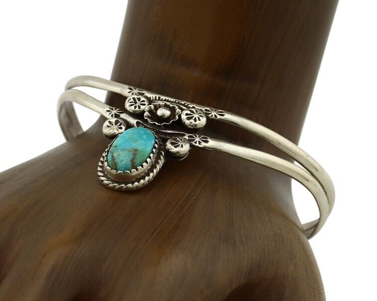 Navajo Bracelet 925 Silver Kingman Turquoise Artist Native American C.80's