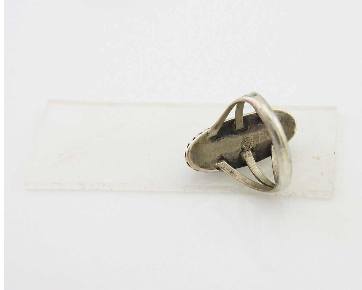 Navajo Ring 925 Sterling Nevada Turquoise Native American Artist C.80's