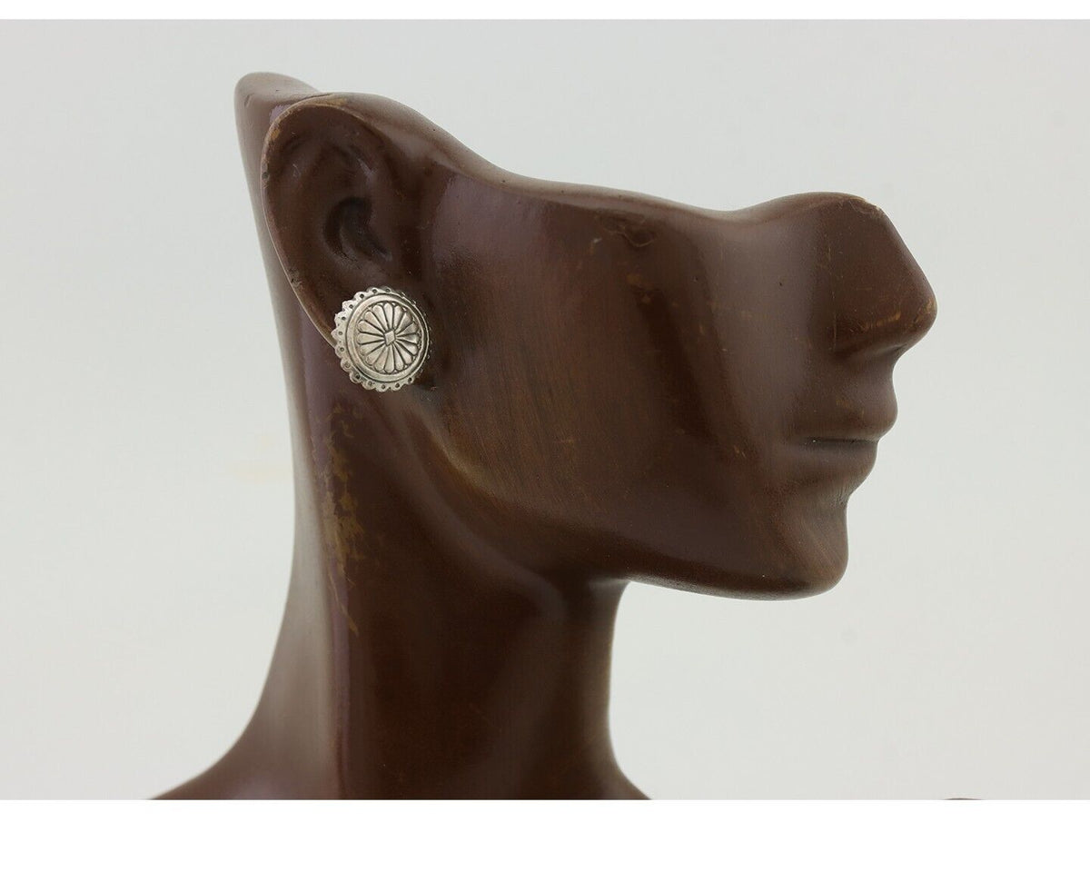 Navajo Small Shield Earrings 925 Silver Native American Artist C.80's