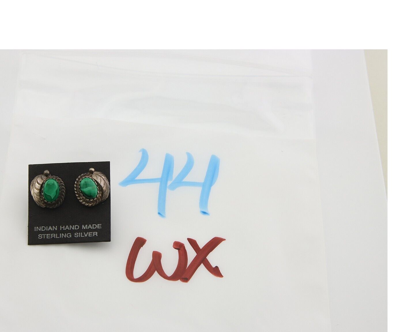 Navajo Earrings 925 Silver Handmade Natural Green Malachite Native American C80s