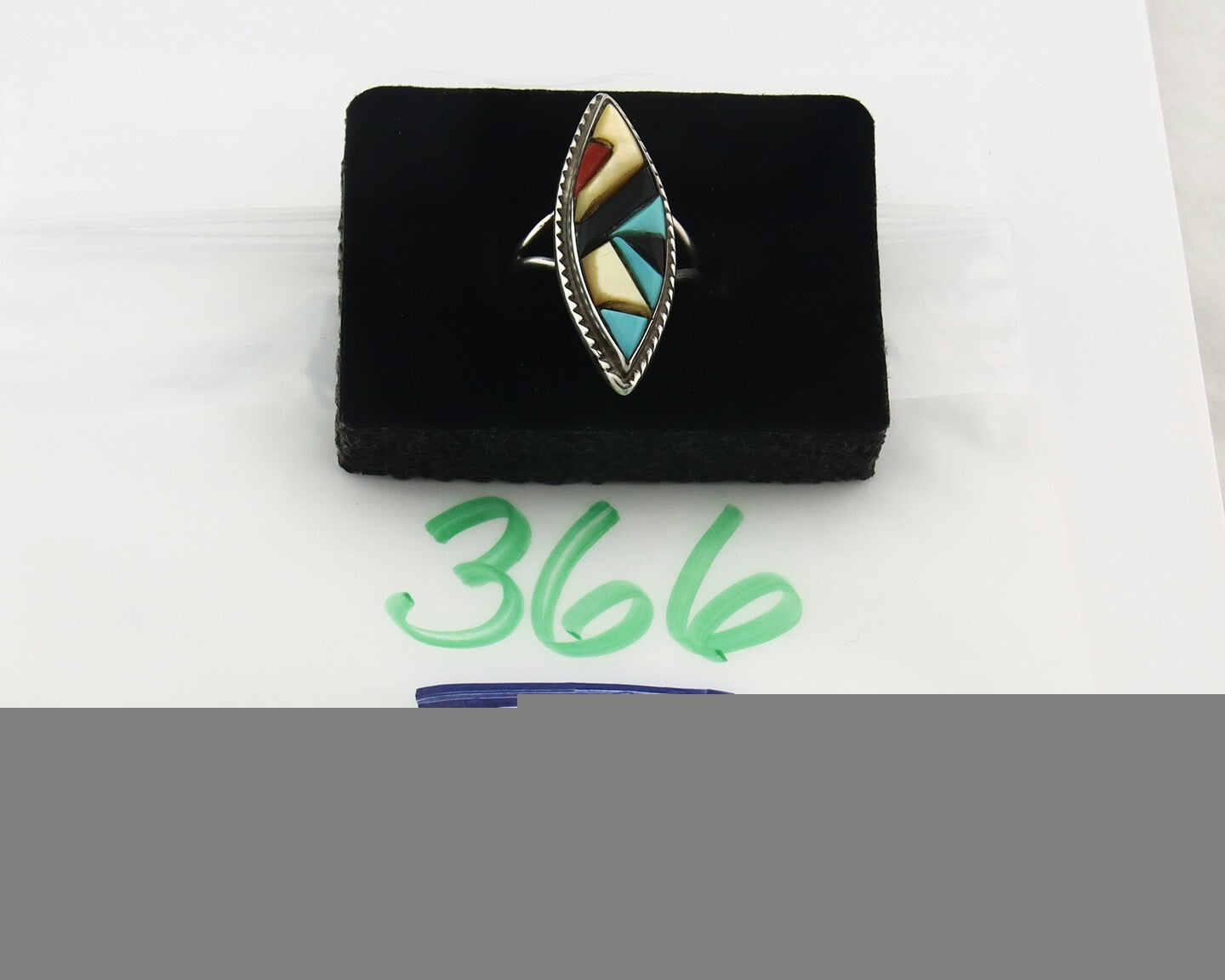 Vintage Zuni Ring 925 Sterling Silver Natural Gemstone Signed R & GT Size 5.75