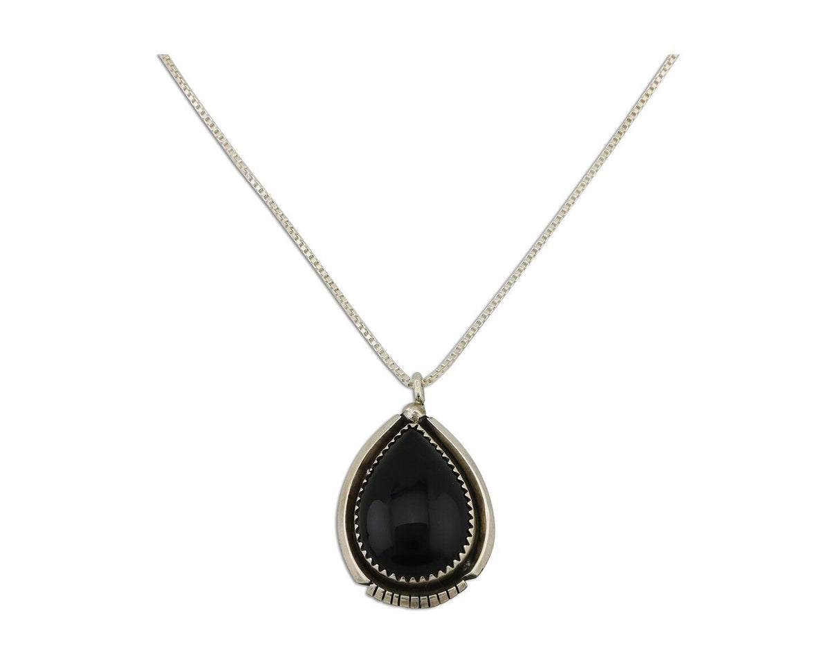 Navajo Necklace 925 Silver Black Onyx Artist Signed BB C.80's