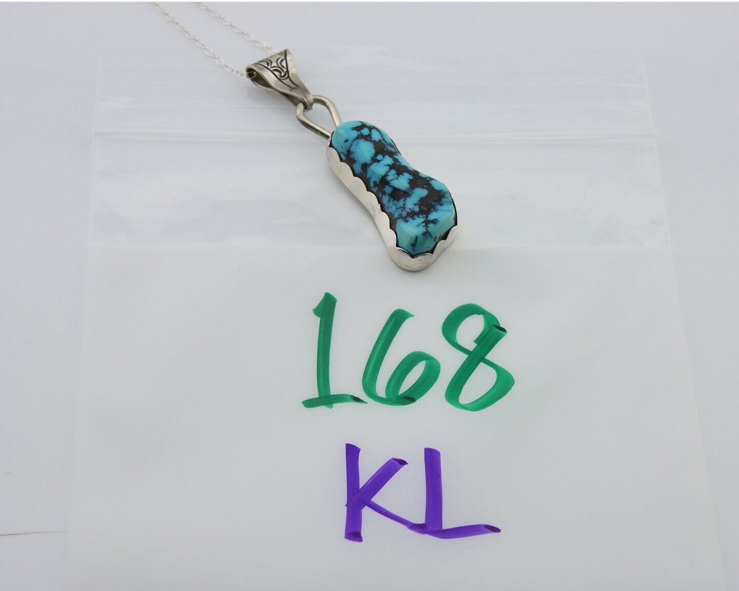 Navajo Necklace 925 Silver Natural Blue Turquoise Artist Tony Guerro C.80's