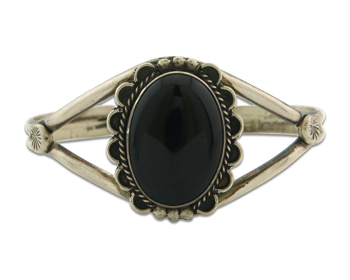 Vintage Navajo Bracelet 925 Silver Onyx Traditional Handmade Native American