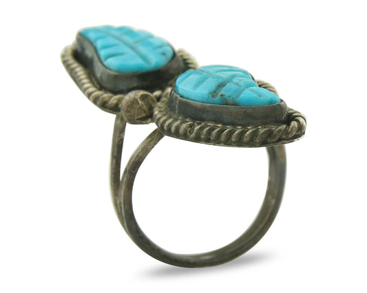 Vintage Navajo Ring 925 Sterling Silver Authentic Turquoise Handmade Size 5.5