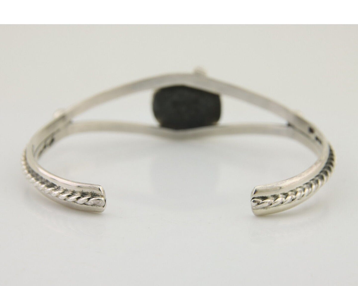 Navajo Bracelet 925 Silver Blue Turquoise Artist Signed Gecko C.80's