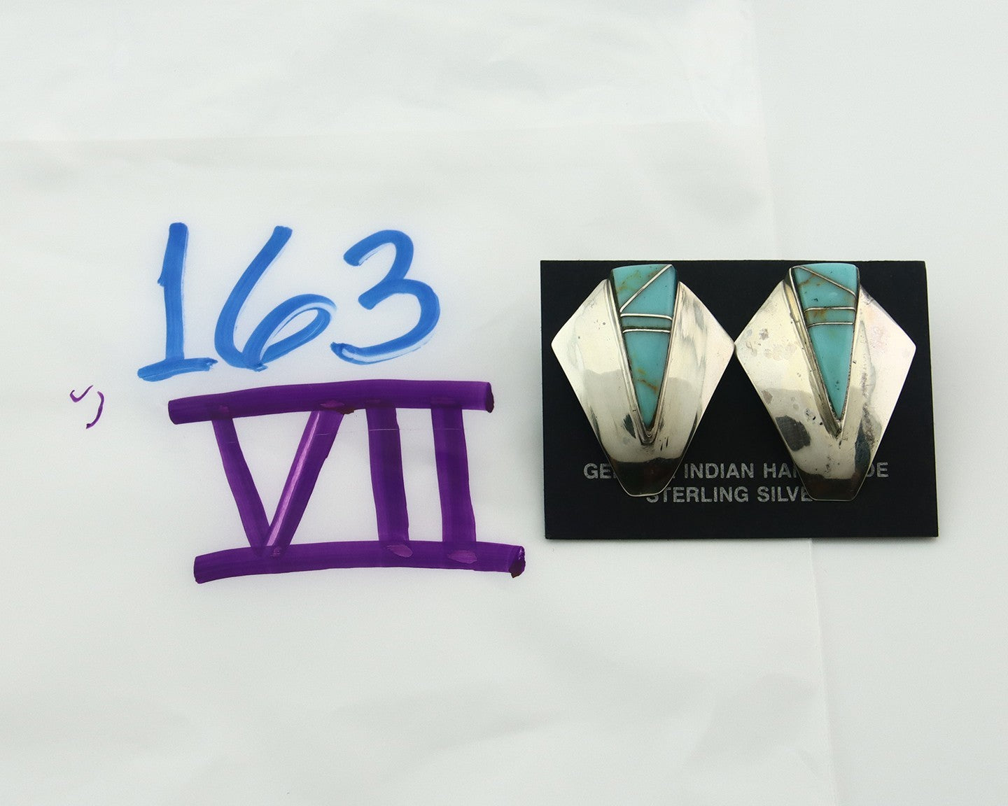 Navajo Earrings Sterling Silver Turquoise Vintage Dangle Handmade C.80's