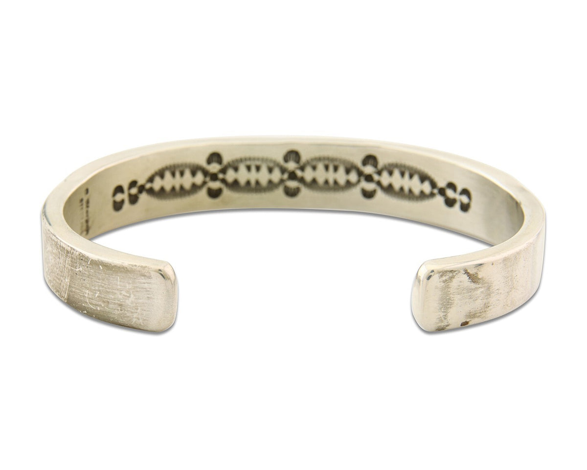 Navajo Bracelet 925 Silver Heavy Hand Stamped Signed Bruce Morgan C.80's