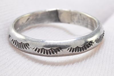 Navajo Indian .925 Solid Sterling Silver Band Hand Stamped Handmade Ring